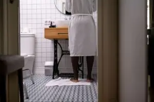 bathroom sink backed up with standing water